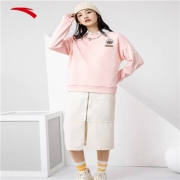 安踏 羊暖绒运动卫衣女 加厚无帽套头休闲上衣