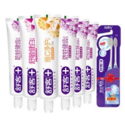 Saky 舒客 多效超惠家庭装 (6支牙膏+2支牙刷) 防蛀固齿亮白笑容去黄去渍清新口气(新老包装随机发货)