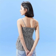 乐町 夏季 甜美格纹吊带