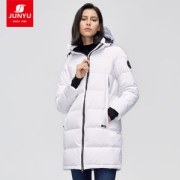 君羽 21新品 800蓬213克90%鹅绒 防风防雪 女中长款修身羽绒服
