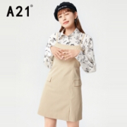 A21 女装梭织收腰短裙 卡其 R413217003