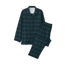 无印良品 MUJI 男式 无侧缝法兰绒 睡衣 深绿色X图案 L-XL