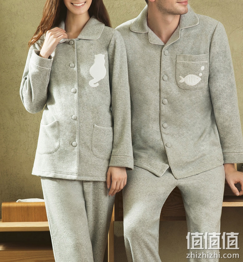 华歌尔Wacoal 起绒毛巾布睡衣睡裤家居服男女情侣款套装