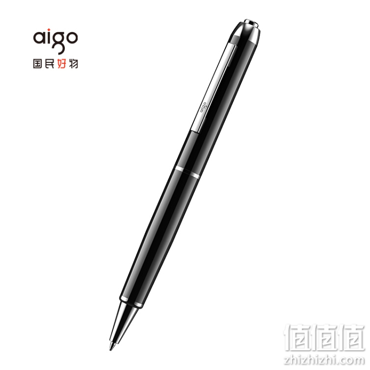 爱国者aigo 笔形录音笔16G R8822专业高清降噪微型便携一键操作 学习培训商务会议采访速记 录音器 黑色