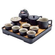 佳佰 汉禅风韵 功夫茶具套装 12件套 磨砂黑