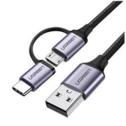 UGREEN 绿联 安卓/Type-C二合一数据线多功能USB-C充电线通用vivo华为Mate40Pro/30/P20/荣耀9小米8手机1米30875