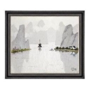 雅昌 庞均《漓江烟雨》63×54cm 沙发背景墙装饰画挂画 现代简约 新中式古典山水风景油画