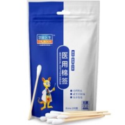 PLUS会员！DR.ROOS 袋鼠医生 医用棉签棒 竹棒型 8cm*100支/袋