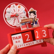 上新了故宫 木质万年历 创意转盘办公桌桌面摆件