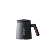 闻说 木语乌金釉粗陶马克杯 11.8x8.2x9.2cm 380ml 创意礼品杯子