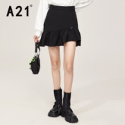 A21 女装梭织高腰短裙 黑色 S
