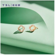 PLUS会员：TSL 谢瑞麟 幸运四叶草系列 18K金钻石耳钉 BC003
