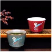 容山堂 敦煌神韵窑变陶瓷茶杯 73x58mm 建盏天目功夫茶具 新年礼物