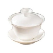 金镶玉 羊脂玉白瓷大号家用泡茶碗 甜白盖碗 9.5x.9.5cm 约150ml 简约功夫茶具茶壶