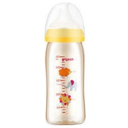 Pigeon 贝亲 经典自然实感系列 PPSU彩绘奶瓶 240ml 动物图案 M码 3月
