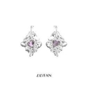 LILIFAN 惊蛰系列 心形粉色水晶褶皱耳环 JZ21AW10
