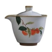 祥业 汝窑月白旅行功夫茶具套装 一壶两杯 方便携带茶具 柿柿如意款