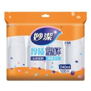 妙潔 一次性塑料杯 240ml 100只