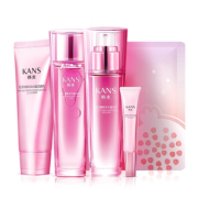 PLUS会员！KANS 韩束 红石榴鲜活水盈礼盒装(洁面70ml+水120ml+乳100ml+面膜24.6ml+眼霜 8g)