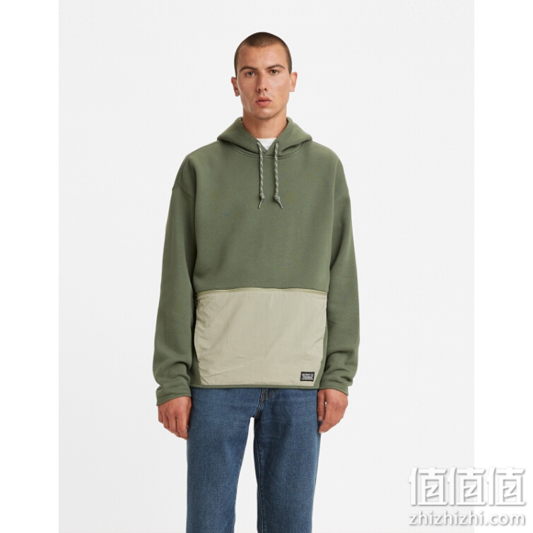 Levi's李维斯新款男士拼色连帽抽绳时尚卫衣 A0756-0000 拼色 M