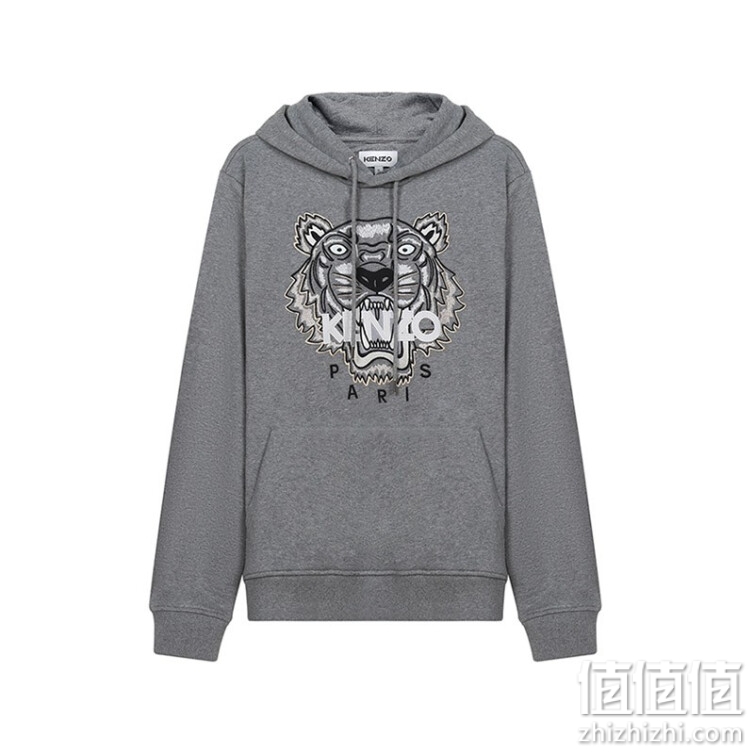 高田贤三 KENZO 21秋冬 男士棉质连帽卫衣运动衫鸽灰色虎头刺绣 FB6 5SW333 4XA 95 L码 180/88A 新年礼物