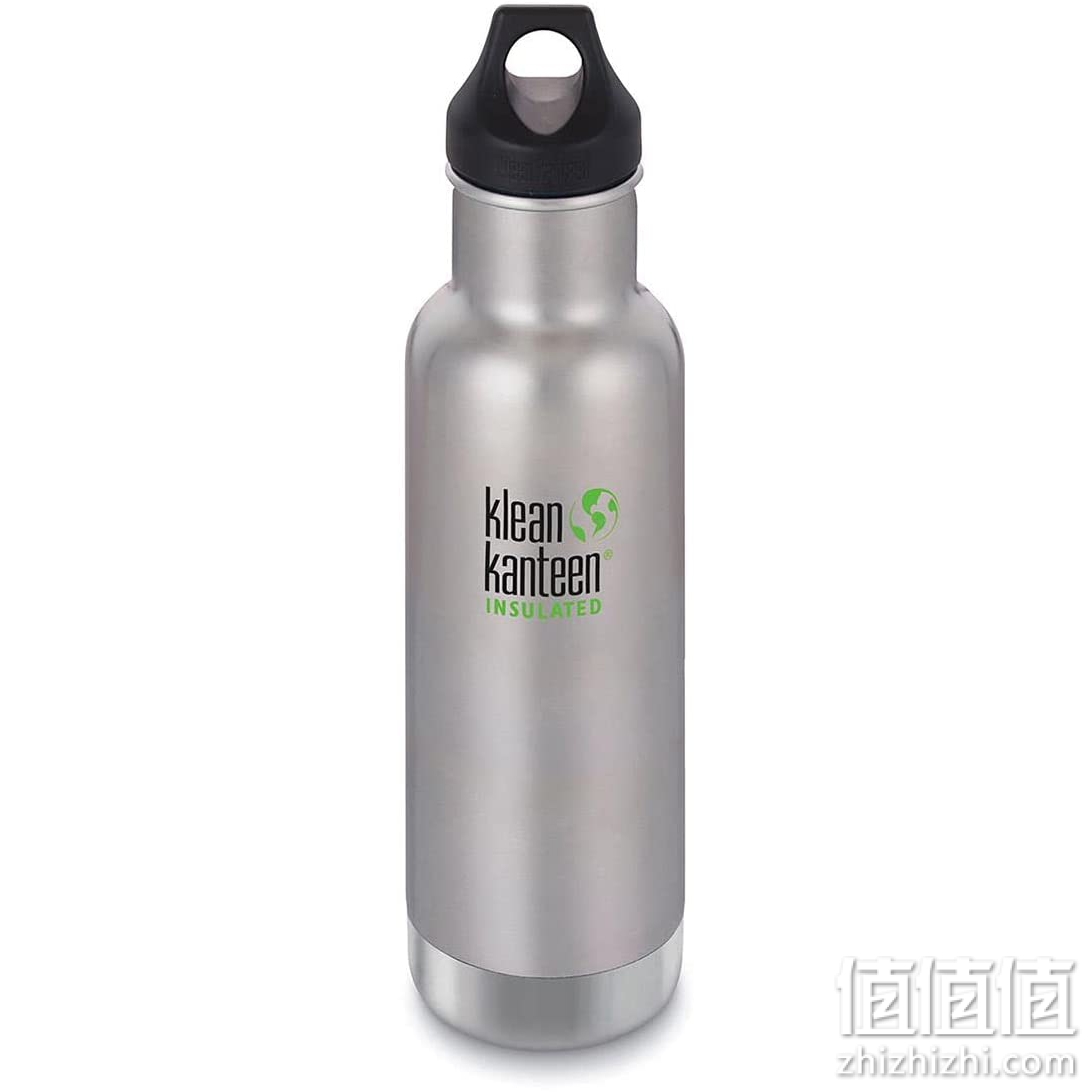 Klean Kanteen 经典 不锈钢双层 保温水瓶 带圈盖，Brushed Stainless，20oz