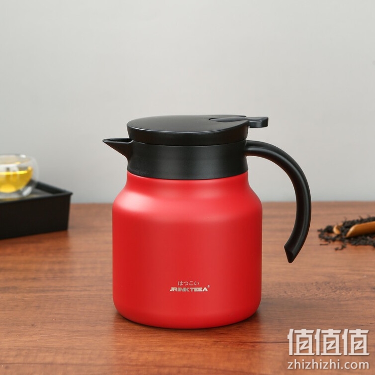 日本JRINKTEEA精致茶水分离泡茶保温壶316不锈钢迷你茶壶保暖壶带茶漏喝茶水壶 中式红800ml