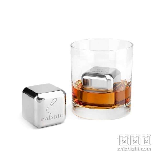 美国进口Rabbit 超大不锈钢2块装冰块速冻冰粒速冻冰块威士忌酒具