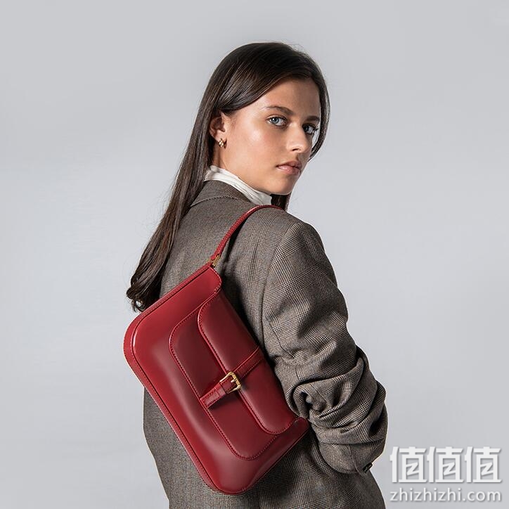 BY FAR Miranda红色半漆皮亮面牛皮腋下包复古小众单肩手提女包