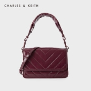8日0点、PLUS会员：CHARLES＆KEITH早春CK2-80150977包包女包腋下包 Burgundy葡萄酒红色 M