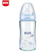 NUK 德国进口 婴儿宽口玻璃奶瓶240ml(0-6硅胶)+把手