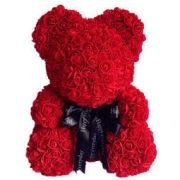 柏爱 玫瑰坐姿熊 永生花 礼盒装 40cm
