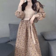 TONLION 唐狮 女士拼接碎花连衣裙 62642