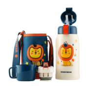 BEDDYBEAR 杯具熊 3D浮雕狮子款 儿童保温杯带吸管儿童水杯316不锈钢 600ml