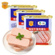PLUS会员：MALING 梅林 午餐肉罐头 340g*3罐*4件