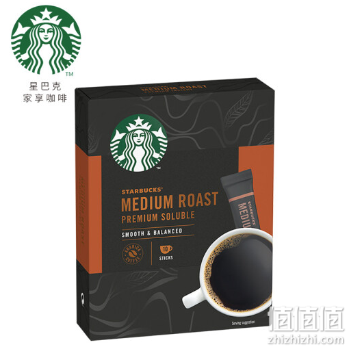 星巴克(Starbucks) 黑咖啡 0糖无糖 中度烘焙精品速溶咖啡(10x2.3g)