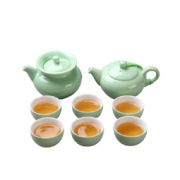 苏氏陶瓷 翠绿茶壸套组 方栖陶瓷茶壶茶杯 杯6x3.5cm 功夫茶礼盒套装