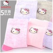 Hello Kitty 凯蒂猫 儿童袜子女童春秋纯棉宝宝小孩学生中大童韩版保暖舒适凯蒂猫短袜