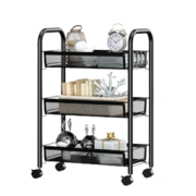 HOME ORGANIZER 溢彩年华 YCI1056-BK 多层家用置物架 三层带轮 磨砂黑