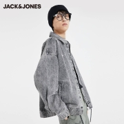 88VIP：JackJones杰克琼斯  男字母印花 翻领OVERSIZED 牛仔外套 221357003- 804556 165-185码