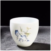 容山堂 白瓷浮雕描金茶杯 5.7x5.2x2.5cm