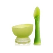 olababy 儿童绿芽硅胶短餐勺+蒸煮碗