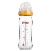 Pigeon 贝亲 经典自然实感系列 AA71 玻璃奶瓶 240ml 黄色 3月+