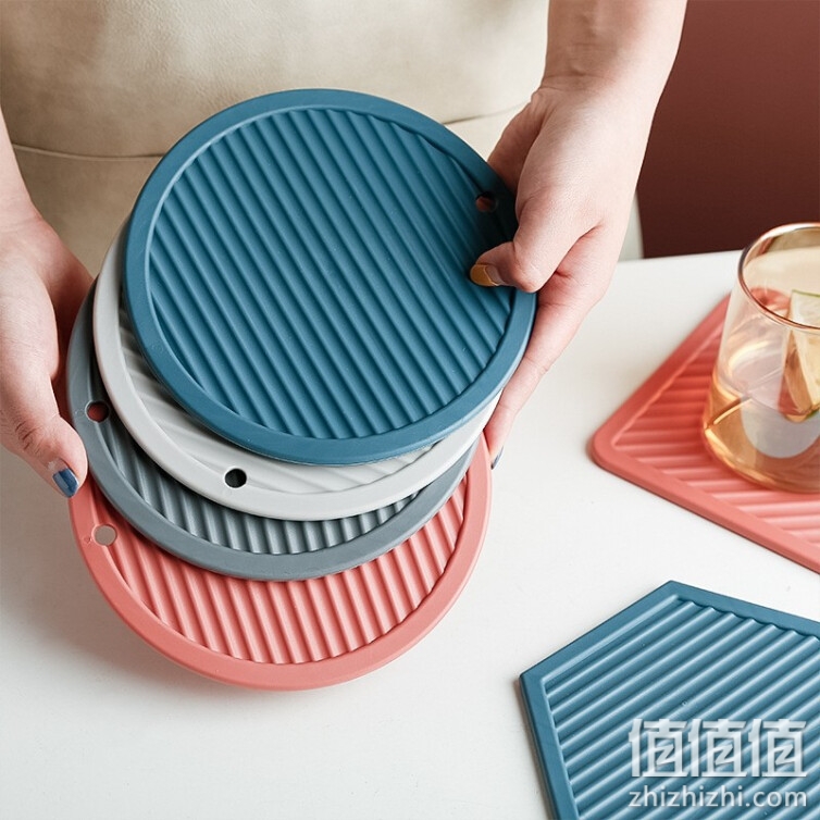 帕帕优品（papaprime）硅胶隔热垫 锅垫碗垫盘子垫餐垫 防水防烫防滑垫 圆形4个装