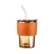 再降价、京喜APP：LOVWISH 乐唯诗 玻璃吸管杯 皮套 430ml