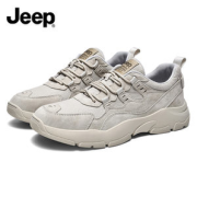 Jeep 男真皮网面休闲运动鞋 户外工装风