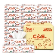 PLUS会员：C&S 洁柔 抽纸 3层100抽24包 195mm*123mm