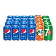 88VIP：pepsi 百事 可乐原味*16+美年达橙味*4+7喜*4 330mL*24罐*3件