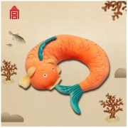 故宫文化 海错图U型枕护颈枕 旅行汽车头枕 30x30x10cm 红鱼