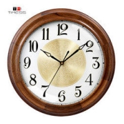 TIMESS 家用胡桃实木电波挂钟 15英寸